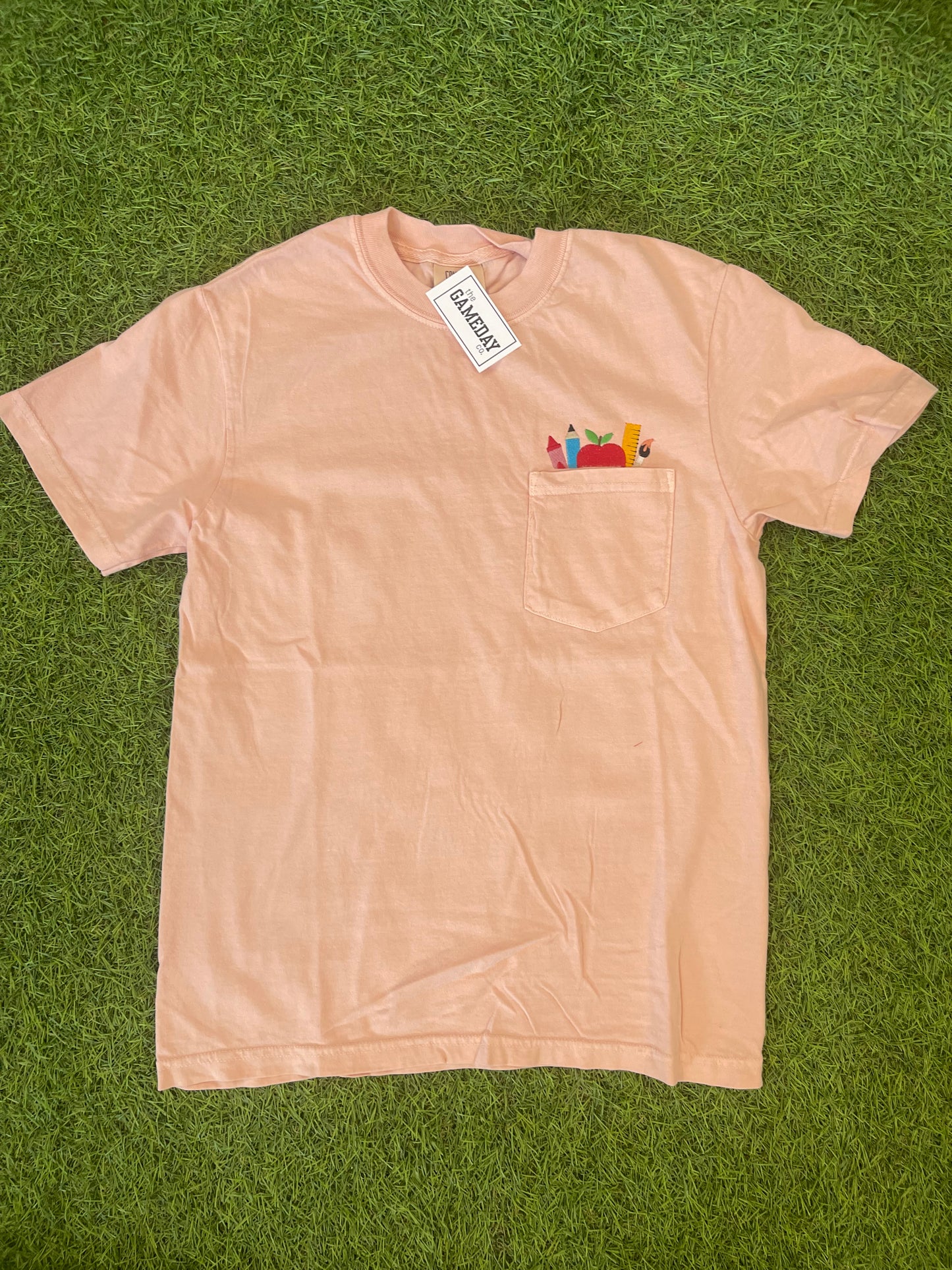 Teacher emb- pocket tee