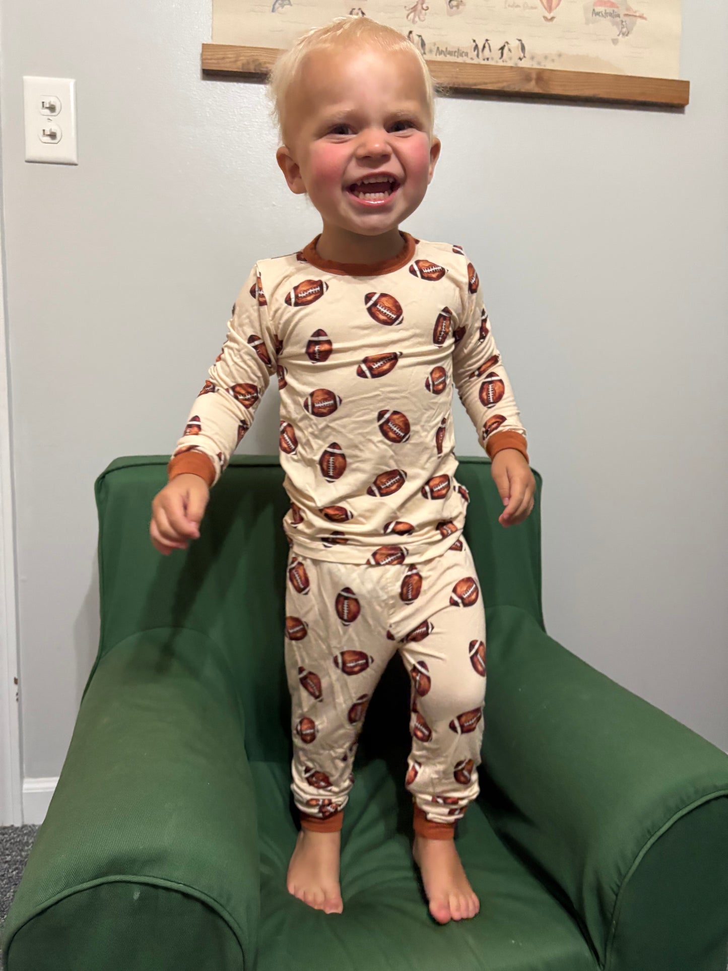 Football Print 2pc Bamboo PJs- Toddler