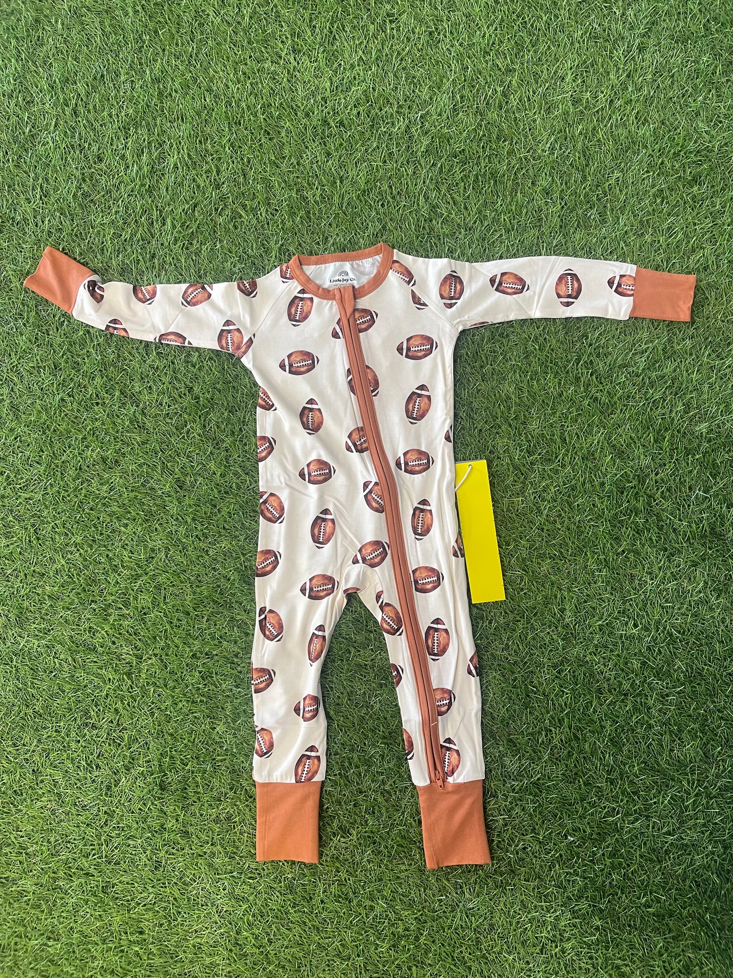 Football Print Bamboo Romper- Infant