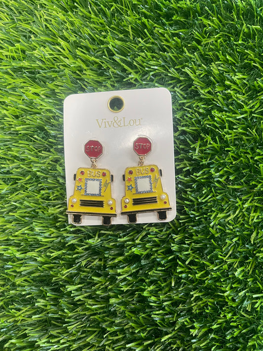 School bus- earrings