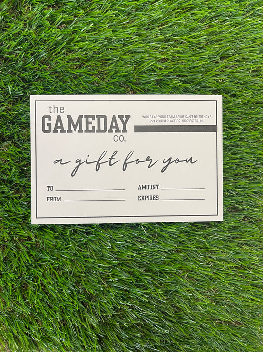 the GAMEDAY co gift card