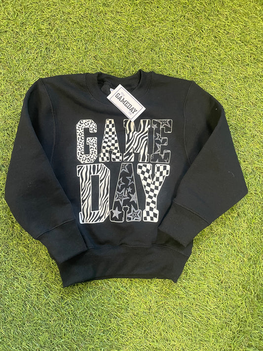 zebra striped GAME DAY crew- youth