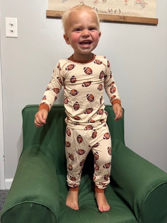 Football Print 2pc Bamboo PJs- Toddler