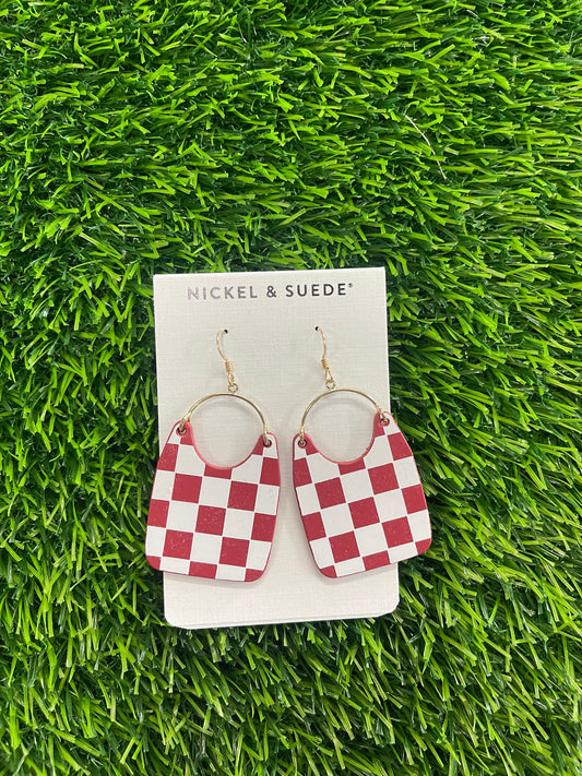Checkered Red- Earrings
