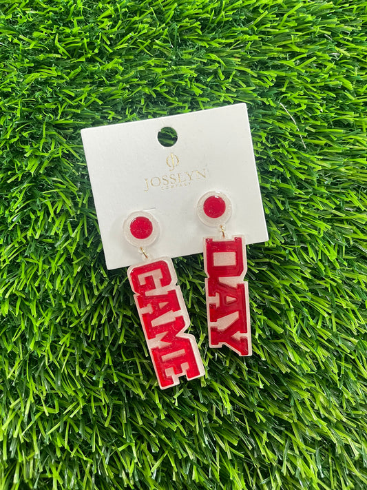 GAME DAY Red and White- Earrings