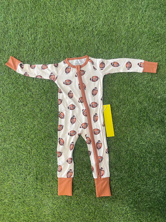 Football Print Bamboo Romper- Infant