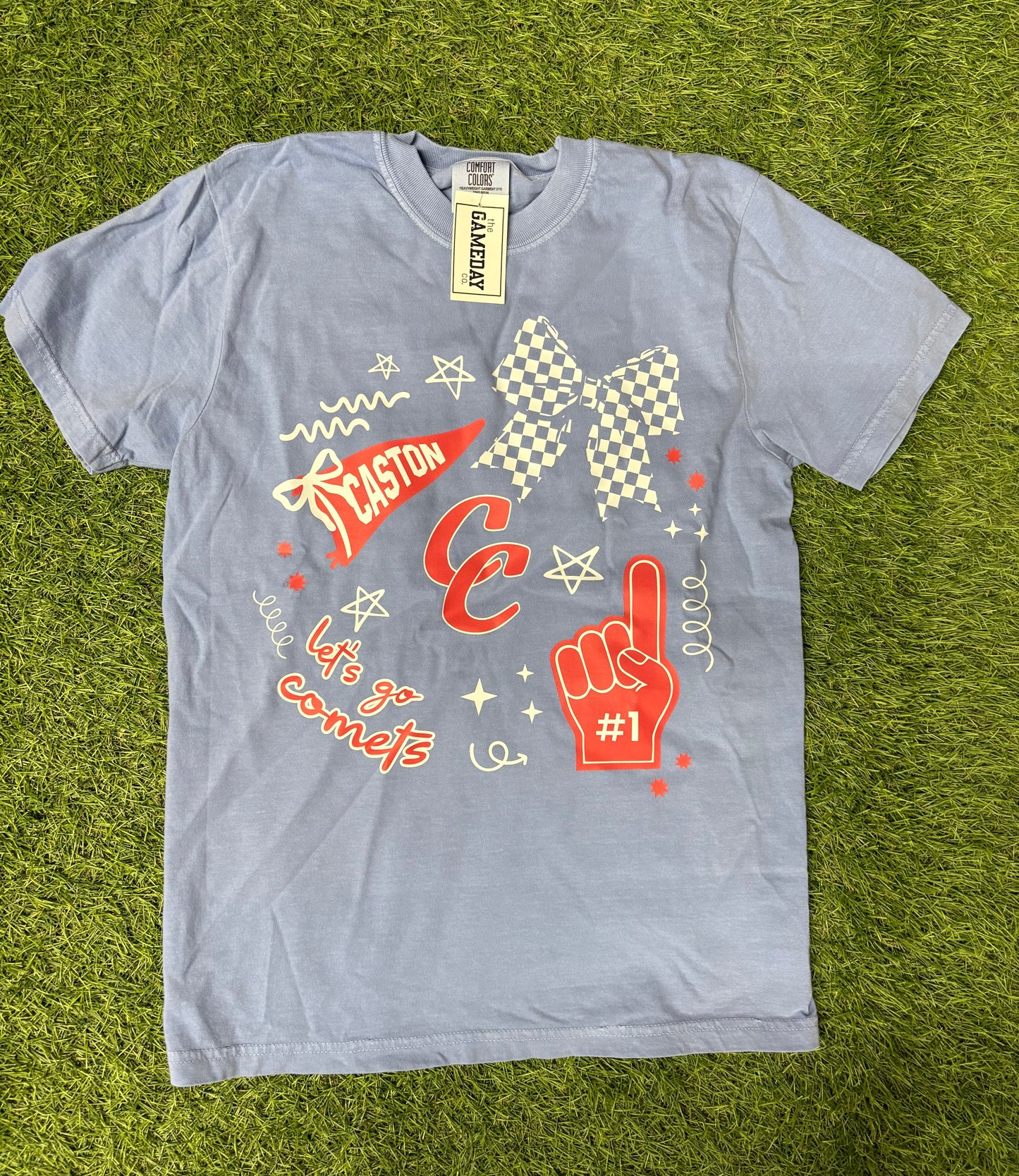 with a bow on top comets tee