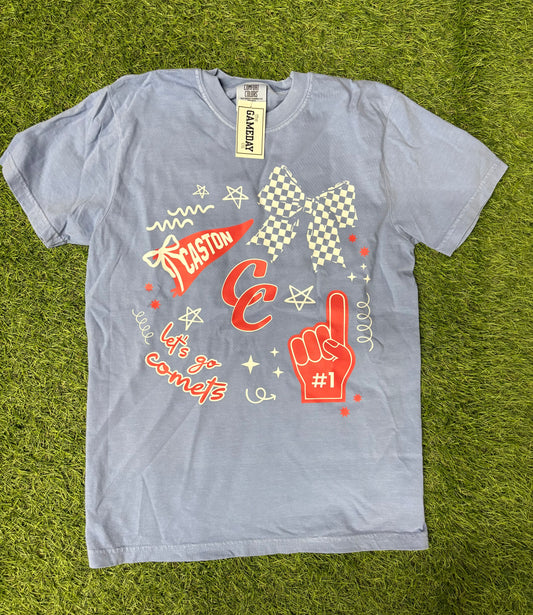 with a bow on top comets tee