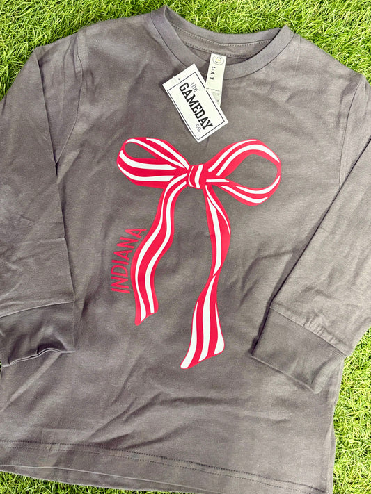 Candy Stripe Bow tee-Youth